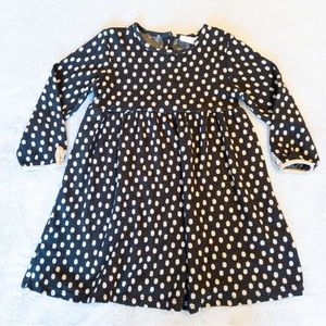 Zara Girls Knit Polka Dot Dress Ivory Charcoal Gray Black Ivory Size 4-5 Years